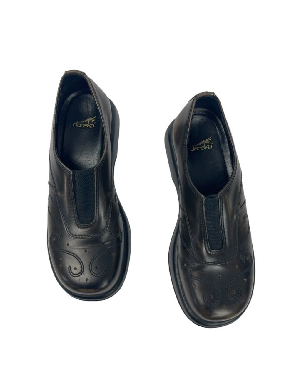 DANSKO Professional Clogs Nurse Chunky Brown Embossed Swirl Dot Women's Size 38.